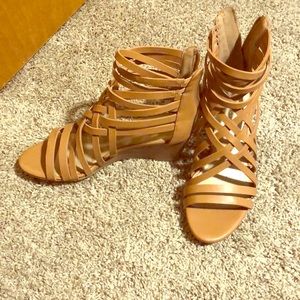 Brown twist up wedges